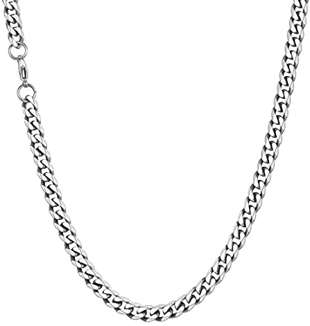 U7 Collana Uomo Acciaio Inossidabile Catena Cubana Collana Catena Acciaio Uomo Ipoallergenico Catenina Donna Larghezza 6 mm Lunga 55 cm Gioielli della Moda Stile Hip Hop Rapper Punk