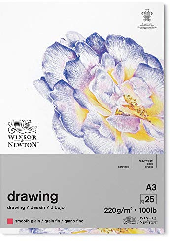 Winsor & Newton Carta Disegno - Blocco Grana Fine 220 g - A3-25 Fogli
