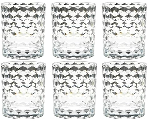 Lot de 6 verres en plastique incassable de qualité supérieure - 260 ml - Passe au lave-vaisselle - Sans BPA - Petits verres à jus en acrylique Verres à eau en plastique (transparent)