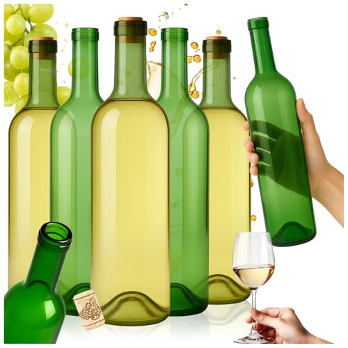 SUPERBUTELKI.PL Weinflaschen Leer 750ml mit Korken 15er Set, Sehr Haltbares Glasflaschen mit Korken für Wein, Universal Flaschen für Ferschiedene Getränkearten, Elegantes Glas, Vorratsflaschen Glas
