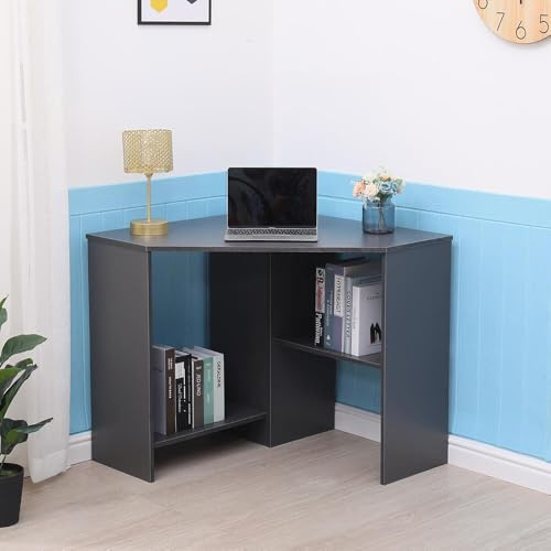 Home Source Computer Desk PC Laptop Table Home Office Study Gaming, Grey, Corner