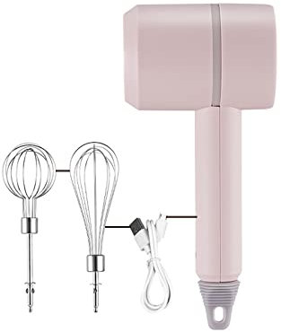 Hand Mixer Cordless Electric Whisk Usb Rechargeable Handheld Electric Mixer With 2 Beaters Sticks, for Whipping Cream, Making Cake, Baking,Pink