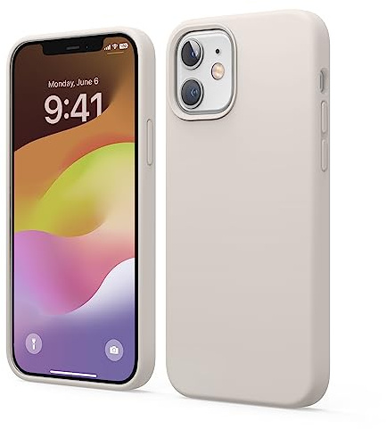 elago Silikon Hülle für iPhone 12/12 Pro | Premium-Silikon, Rundumschutz (Taupe)