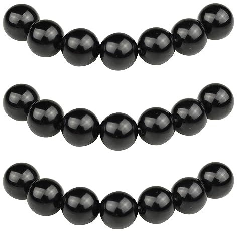 MJDCB Natural Round Stone Beads 10mm Black Onyx Loose Gemstone Beads for Jewelry Making Bracelet Necklace 35pcs