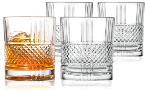 LEMONSODA Premium Double Rocks Vintage Whiskey Tumbler -10 oz Set of 4 Glasses - Glassware for Scotch, Old Fashion, Bourbon, Cocktails, and more - Gifts for Whiskey Lovers - Premium Packaging