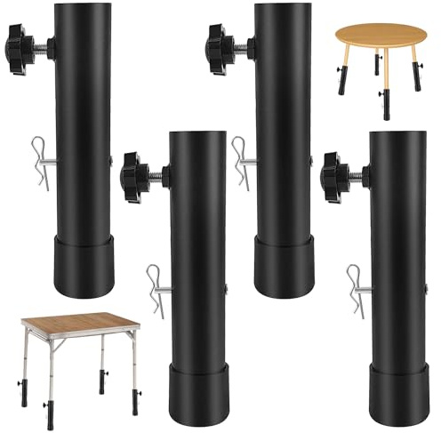 YUANYUU 4 Pieces Table Leg Extenders Set, with 4 Latch and 4 Locking Pin, 20cm Chair Leg Extenders, Heavy Duty Carbon Steel Adjustable Table Legs, Suitable for Tables and Chairs (1)