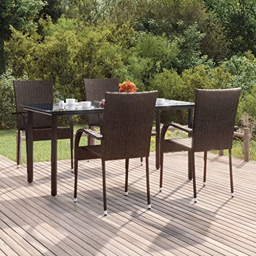 FIRBNUS Garteness-Set Tisch & 4 Stühle Set Garten Outdoor Gartenmöbel Tisch Und Stühle Gartenmöbel Esstisch Gartensessel 160x80x74cm