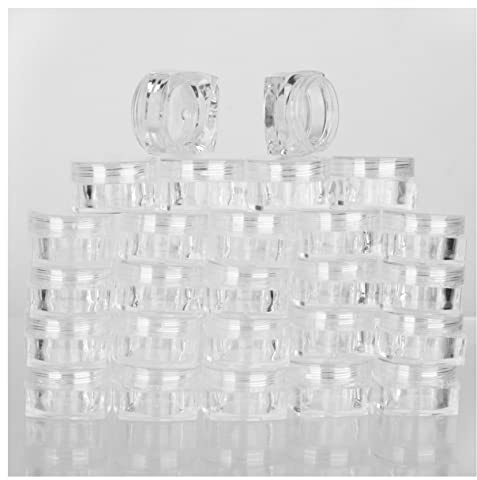 Lot de 50 petits pots de maquillage carrés en plastique transparent de 3 g pour le maquillage, le baume à lèvres, la poudre, les crèmes en vrac, avec couvercles noirs, pour les voyages