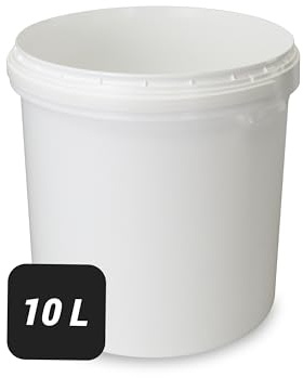Trevendo 10 Liter Eimer mit Deckel und Kunststoffgriff, lebensmittelecht - luftdicht - stabil - stapelbar - Leereimer zur sicheren Lagerung inkl. Trevendo Beschriftungsetikett