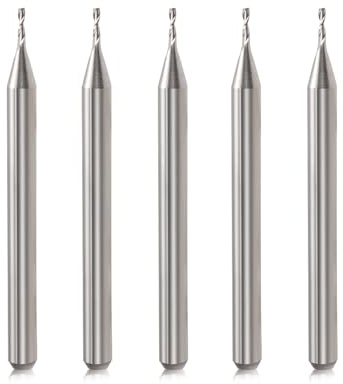 Brocas de enrutador CNC de vástago de 1/8 pulgadas de diámetro de corte de 1/32 pulgadas de diámetro de corte de carburo de punta plana, juego de herramientas de fresado en espiral de dos flautas para