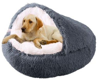 LINGXIYA rutschfest Waschbar Hundebetten, Weiches Plüsch Hundekorb, Hundekissen Waschbar, Donut Katzenbett, Rund Halb Geschlossener Haustierbett für Kleine und Hunde