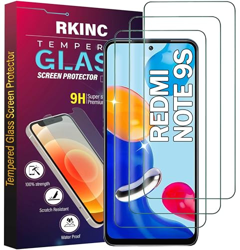 RKINC Protector pantalla [3 Piezas] para Xiaomi Redmi Note 9S, 9 Pro, 9 Pro Max, Cristal templado película de vidrio, 9H 0.33 mm [Garantía de por vida][Anti-rasguño][Anti-rotura][Sin burbujas]