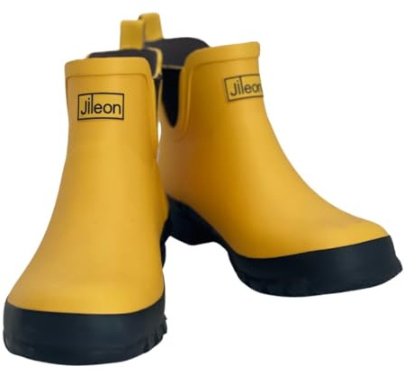 Jileon Ankle Height Wellies for Women - Wide Foot EEE Fit - Ideal for Wide Calves and Feet - Yellow 7