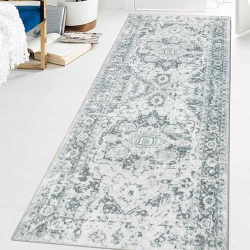 Famibay Teppichläufer für Flur rutschfest Teppich Läufer 80x200cm Waschbar Flurteppich Vintage Küchen Teppich für Flur Küche Schlafzimmer Wohnzimmer