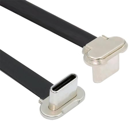 xiwai Schnellladekabel USB-C kurz abgewinkelt, Stecker auf Stecker, ultradünn, flach, USB 2.0, 65 W, Stromversorgung für Laptop, Tablet, Telefon, 7,5 cm, Schwarz