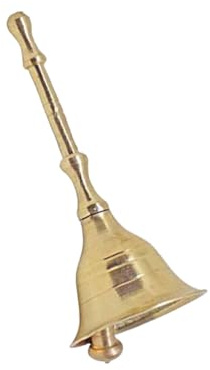 Brass Pooja Hand Bell, Ghanti, Bell for Pooja/Home Mandir Temple (Size No. 2)