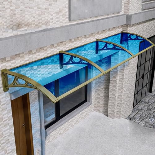GLMGBP Türvordach für den Außenbereich, Fenster-Regenschutz, Veranda-Überdachung, stumme Polycarbonat-Abdeckung, Dachüberdachungen, Terrassen-Regenschutz, Überdachung, mit gebogenen Halterungen (60