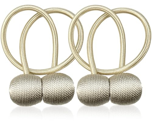 Vorhang Raffhalter Magnetische Verstärkung 2 Stück,Raffhalter für Vorhänge Gardinen,Gardinenhalter Wand,Vorhang Halter,Gardinen Klammern Halterung,Vorhanghalter Landhaus Curtain Holder Beige
