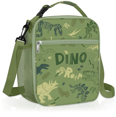 Clastyle Bolsa Termica Porta Alimentos Infantil Dinosaurio Bolsa Almuerzo Bebe Pequeña Portátil Bolsa Comida Niños para Escolar Picnic, Fósil de Dinosaurio