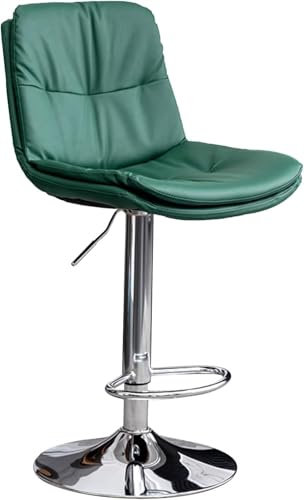 DZYHFCO Bequeme Barhocker, PU-Leder, Thekenhöhe, Drehhocker mit Rückenlehnen und Fußstütze, Barstühle für Esszimmer, Zuhause, Bar, Kücheninsel, Beige (Grün)