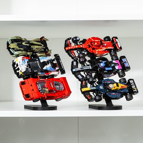 Brickify Hylldisplayhöjare kompatibel med LEGO Speed Champions – bilar ingår inte – visa din samling – platsbesparande displaylösning (startpack)