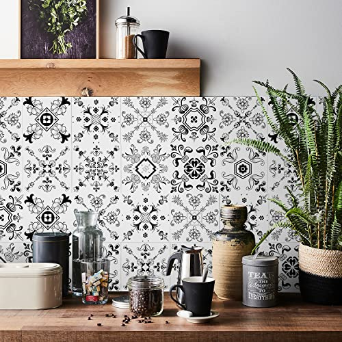 HORIWE Fliesenaufkleber Marokko Wandfliese Aufkleber 24 Stück 15x15 PVC Selbstklebende Fliesensticker Fliesen Tapete Wasserdicht Wandaufkleber für Küche,Bad,Schrank,Möbel,Tisch