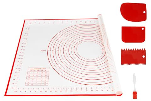 Behiruch 70 x 50 cm Tapete Silicona Horno, con 3pcs Raspador 1 Cepillar, Reutilizable Protector de Horno Antiadherente, Tapete Silicona Inducción para Repostería, Pizza, Pastelería