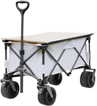 Chariot de Jardin Chariot De Camping Pliable for Camping en Plein Air, Pique-Nique, Pêche, Courses, Petite Remorque, Lancement en Plein Air Chariot extérieur Barbecue(White)