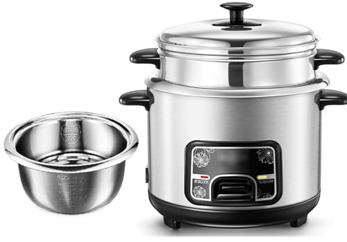 5L,Rice Cookers and Steamer, Non Stick Pot Electric Food Rice Cooker, with Keep-Warm Function 304 Stainless Steel Portable Steamer