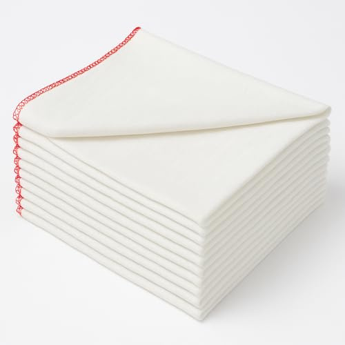 Laam linen 100% Soft Cotton Extra Large Double Layered Super Jumbo Cleaning Dish washing up Cloths 40x50cm Premium Quality Pack of 10 to 100 (5, White)