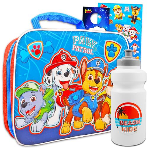 Paw Patrol Lunchbox für Jungen, Kinder – Paket mit isolierter Lunchtasche plus Aufklebern, Wasserflasche, mehr | Paw Patrol Lunchbox für Schulset