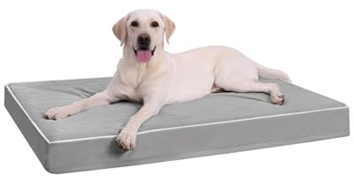KSIIA Orthopädisches Hundebett Grosse Hunde, Hundekissen 119x73x9cm, Grau | Hundekissen aus gewirbeltem kurzplüsch, hundematte waschbar, hundematratze abnehmbar