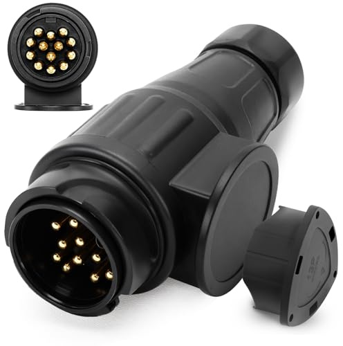 WJMY 13 Poliger Anhängerstecker Anhänger Stecker 13 Polig Adapter 12V Hänger Stecker mit Cover