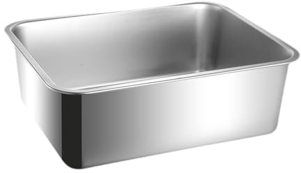 Fenteer Bac à Litière Maison de Toilette Caisse à Sable Récipient pour Animaux en Acier Inoxydable Robuste et Adapté pour Les Chats D'Intérieur et Le, Hauteur 15cm