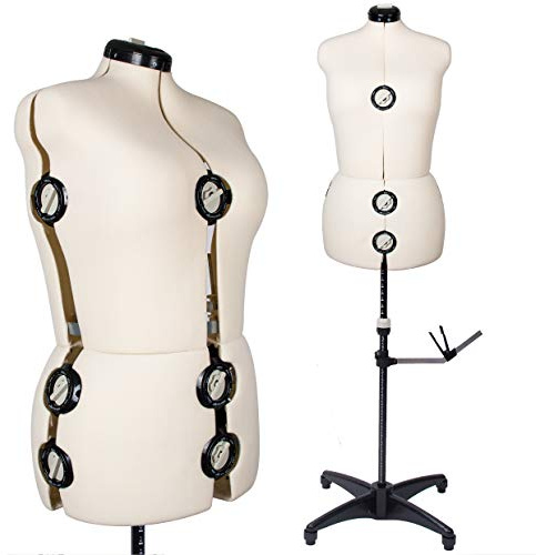 Verstellbare Schneiderpuppen Frauen M (42-46) 13 Drehrädchen Damen Büste Damenbüste Schneiderbüste Mannequin mit Beinansatz Beige Gr.M