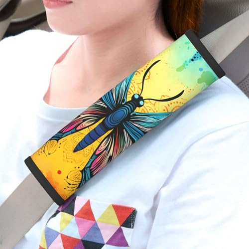 QMNSEHF 2 cuscinetti universali per cinture di sicurezza auto, copertura per cintura di sicurezza a farfalla Tie Dye, imbottiture per cinture di sicurezza, accessori interni auto