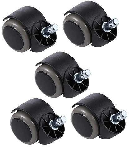 TOGEVAL 5pcs Office Chair Wheels Universal Pu Furniture Casters Ball Bearing Design, Grey 11mm Stem, Smooth Rolling Replacement for Desk Chair, Home and Office Use