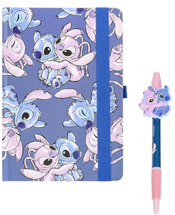 Disney Stitch Juego de Papelería, Incluye Cuaderno y Boligrafo, Diseño Stitch y Angel Regalo Set de Papeleria para Niñas y Adolescentes