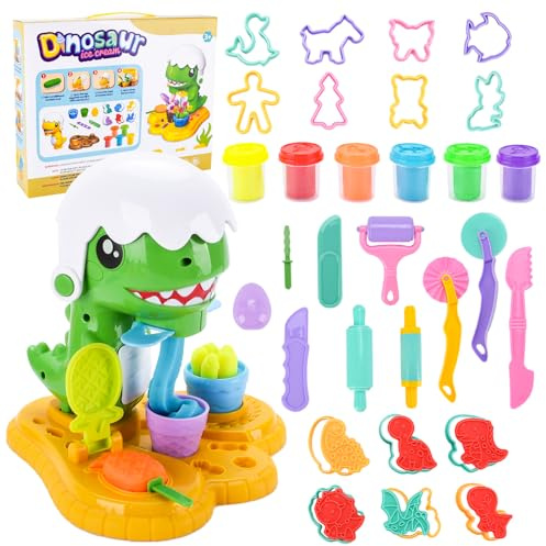 34 Formine per Plastilina,Giochi Plastilina Bambini,Plastilin Strumenti di Modellazione per Bambini,Plastilinas Accessori per Impastare,Con 6 Vasetti Plastilinas,per Gelato Regalo per Ragazzo Ragazza