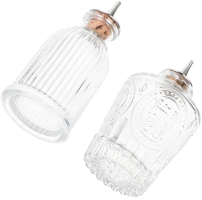 FUTUREORYY Bottiglia Di Bitter Per Cocktail in Vetro 2 Pezzi Piccole Bottiglie Di Vetro Tappo Staccabile Forniture Per Bar e Uso Domestico Resistente e Compatto