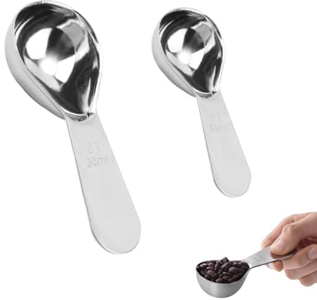 2PCS Coffee Scoop, Stainless Steel Tablespoon Measuring Spoon Whith Short Handle for Ground Coffee, Loose Tea, Baking Ingredients, Protein Powder（15ml/30ml）