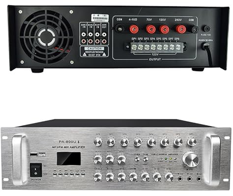 Amplificatore Audio Stereo Digitale, Amplificatore Di Potenza Bluetooth Audio Professionale Con 3 Ingressi Microfonici, Controllo Indipendente Del Volume a 8 Zone Per Centri Commerciali/hotel/scuole