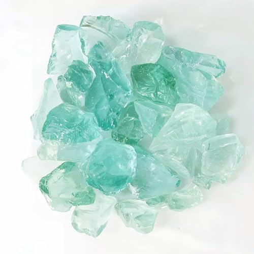 Wanwanzi 400g Green Sea Glass for Crafts, Natural Seaglass Raw Material Decor, Vase Filler Crushed Glass for Beach Wedding, Aquarium, DIY Art Craft Supplies