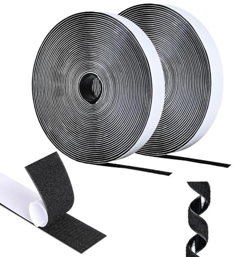 AiQInu Klettband Selbstklebend, 5mx 18mm Klettverschluss Extra Stark Doppelseitig Klebende, Selbstklebendes Klebepad Enthält Flauschband und Hakenband