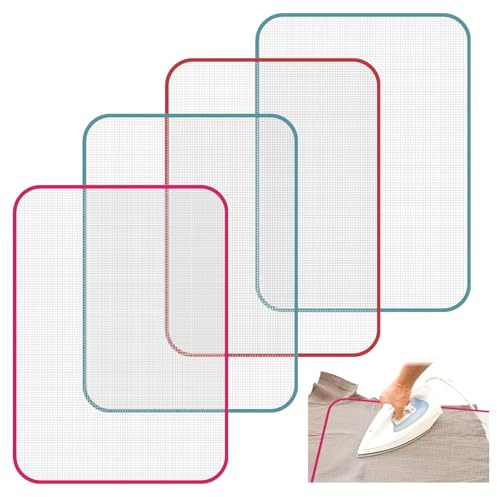 4 Pack Pressing Cloth for Ironing, Scorch-Saving Ironing Protector Insulation Pad Heat Resistant Pressing Clothes, Polyester Mesh Iron Pressing Mat for Easy Irons Sewing