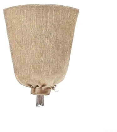 Sacs réutilisables en toile de jute pour protection des plantes d'extérieur contre le gel par temps froid avec matériau en jute naturelle respirante et fermeture à cordon réglable (101,6 x 119,4 cm)