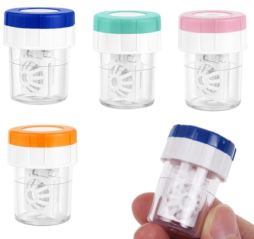 4 Stück Tragbarer Manueller Kontaktlinsenreiniger, Kontaktlinsenbehälter Mit Rotationsfunktion, Aufbewahrungsbox Für Contact Lens Solution, Kontaktlinsenbehälter Weiche Linsen Für Täglich Gebrauch