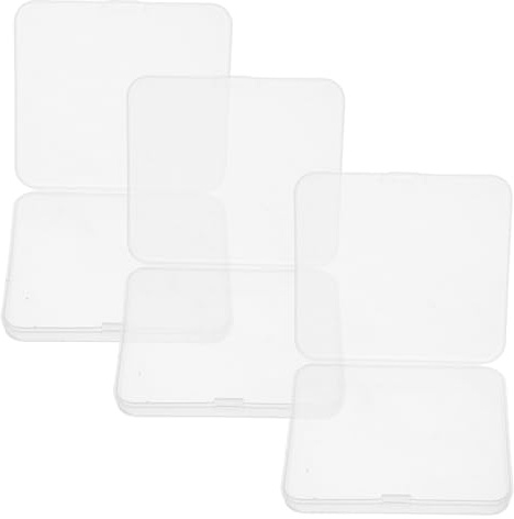 Estuche para Guardar Pestañas de Plástico Transparente 87x78x12mm 3piezas | Caja Rectangular con Tapa, Formato Compacto para Viaje, Uso Portátil y Organización de Artículos Pequeños
