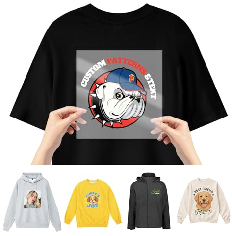 2 Pcs Personalisierter DTF Transfer für T-Shirts mit Foto Text oder Logo, Individuelles Aufbügelbild für Kleidung, Kapuzenpullover und Taschen, Geschenk Weihnachten Geburtstag für Familienfeiern