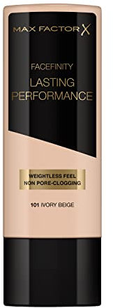 Max Factor - Flüssige Foundation Lasting Performance - hohe Deckkraft, mattes Finish und lange Haltbarkeit - 101 Ivory Beige - 35 ml